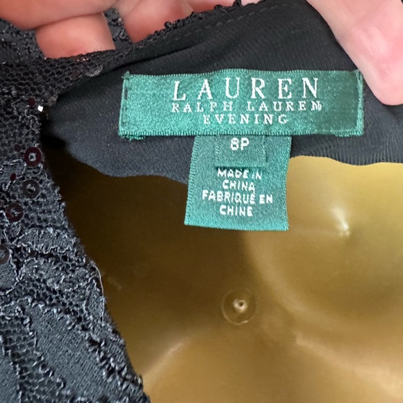 Lauren Ralph Lauren Evening Black Vintage ShimmerSequin Floral Textured Dress 6P - Picture 4 of 16